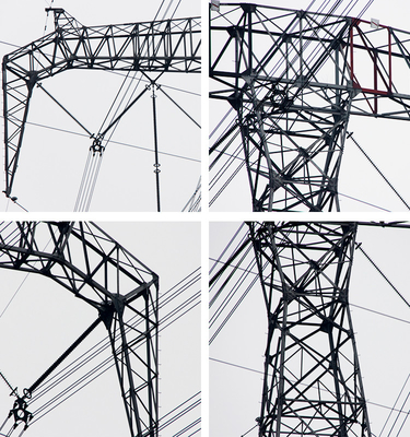 Q355B 강철 가연 전기 기둥 톱니 모양 33KV